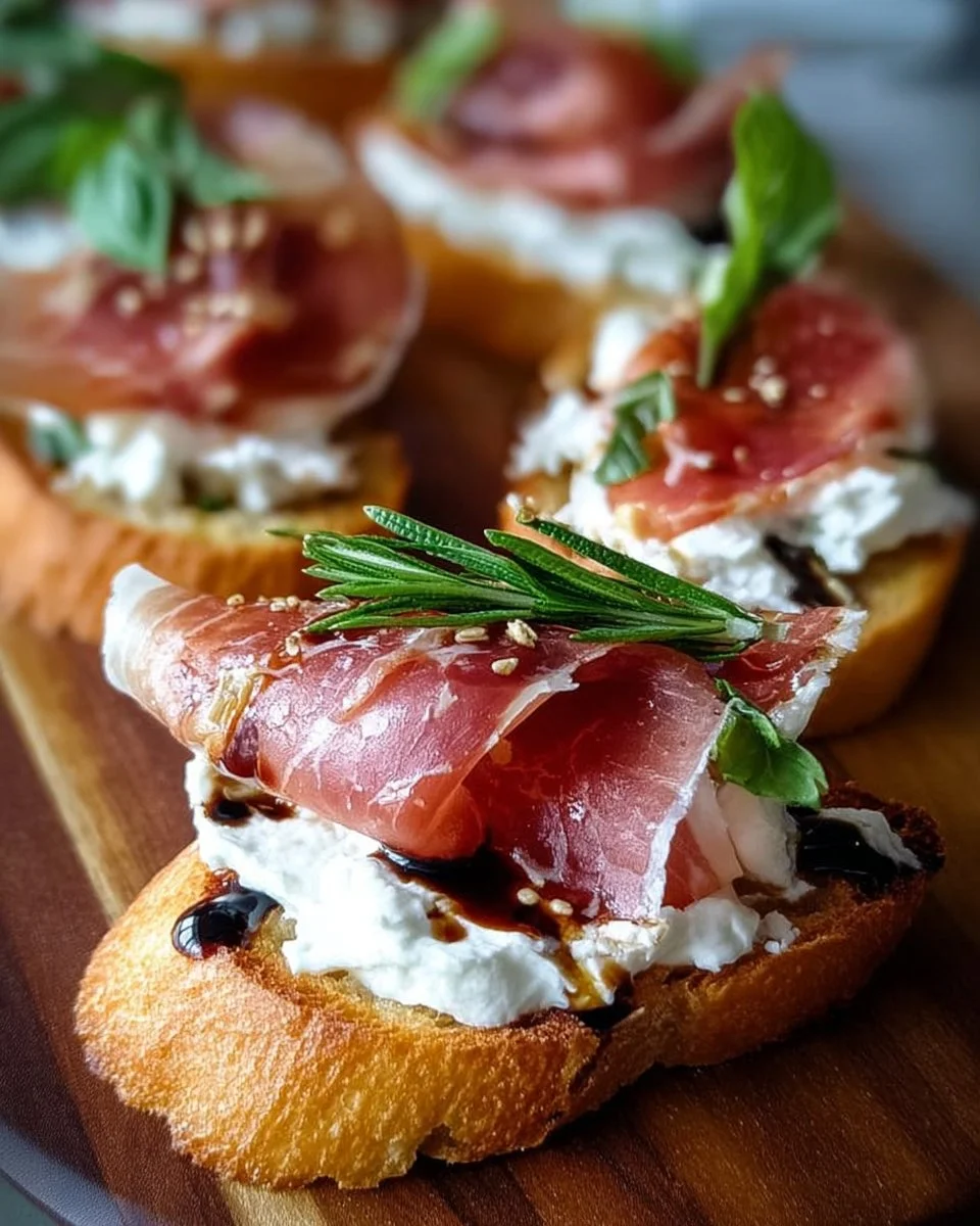 Burrata & Prosciutto Crostini 2 Burrata & Prosciutto Crostini