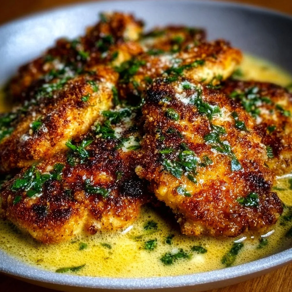 Crispy Italian Chicken Christopher served with garlic butter sauce