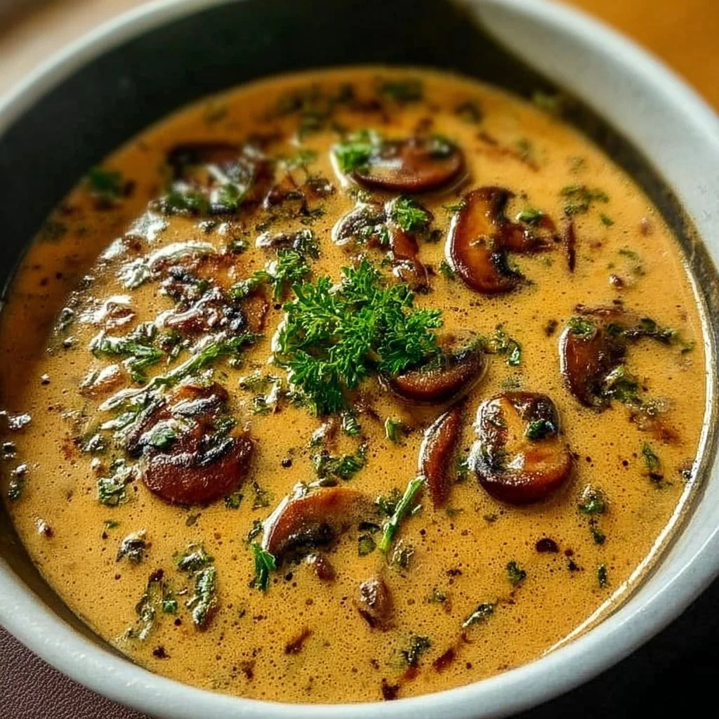 Delicious homemade easy mushroom gravy served over mashed potatoes.