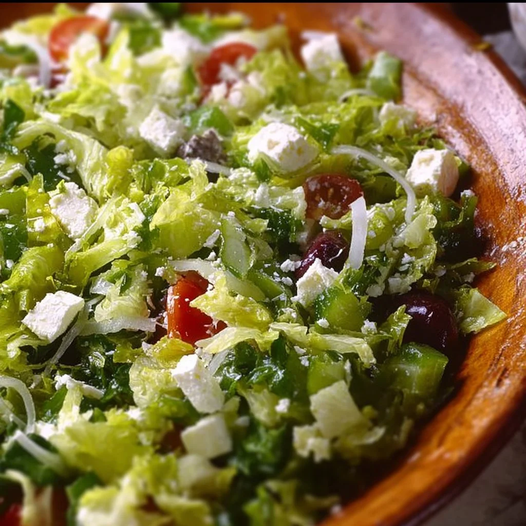 Delicious Greek Salad with fresh vegetables and feta cheese