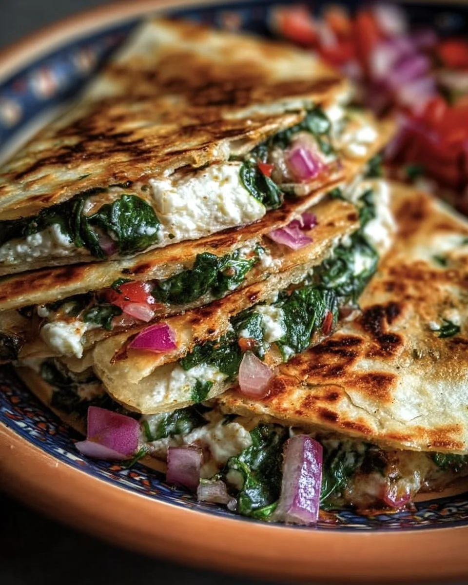Delicious Mediterranean Quesadillas with fresh vegetables and cheese