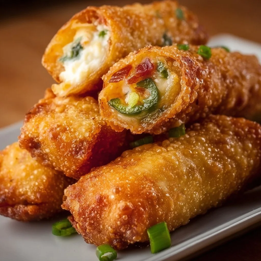 Mini Jalapeno Popper Egg Rolls 3 Mini jalapeno popper egg rolls served with a dipping sauce