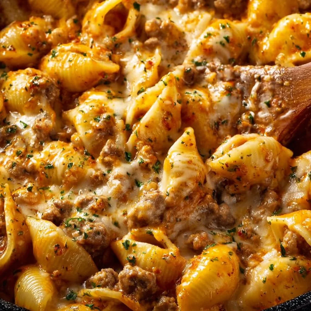One Pot Cheesy Italian Sausage and Shells