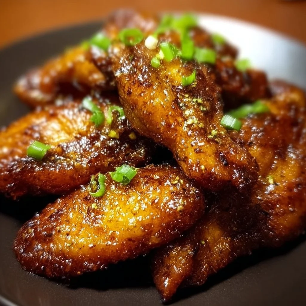 Delicious Pineapple Chicken Wings garnished with sesame seeds and fresh herbs