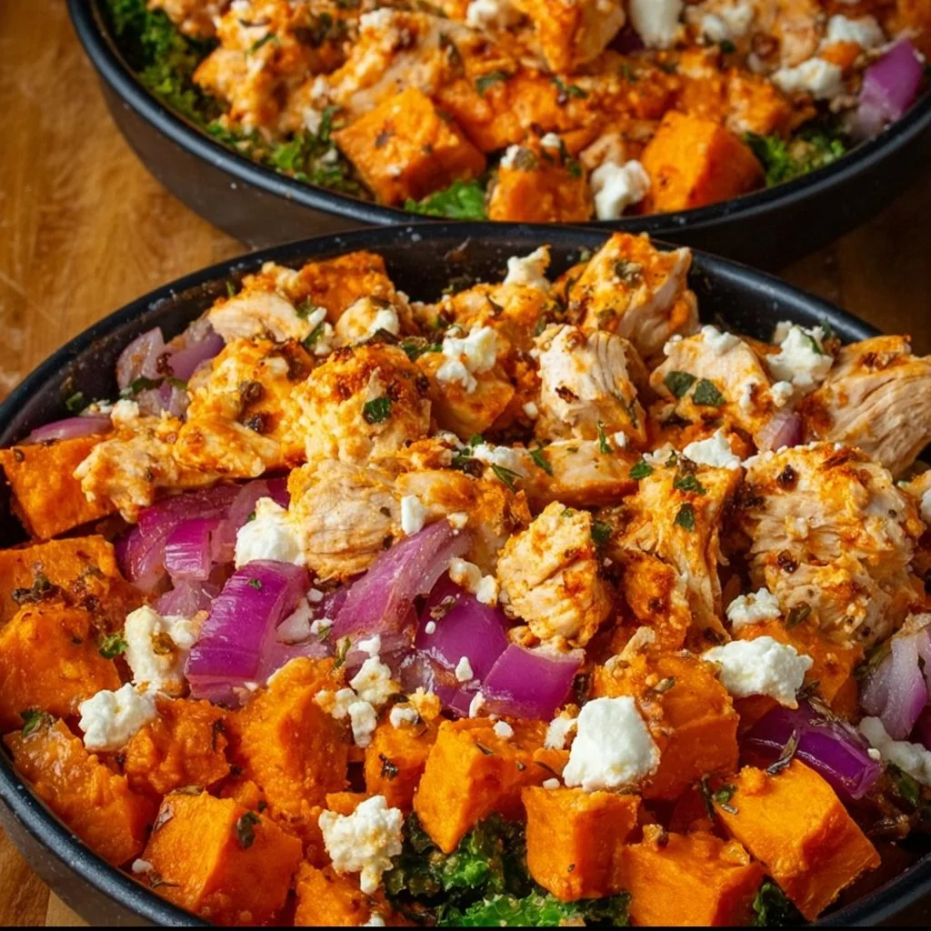 Savor Sheet Pan Buffalo Chicken and Sweet Potato Bowls