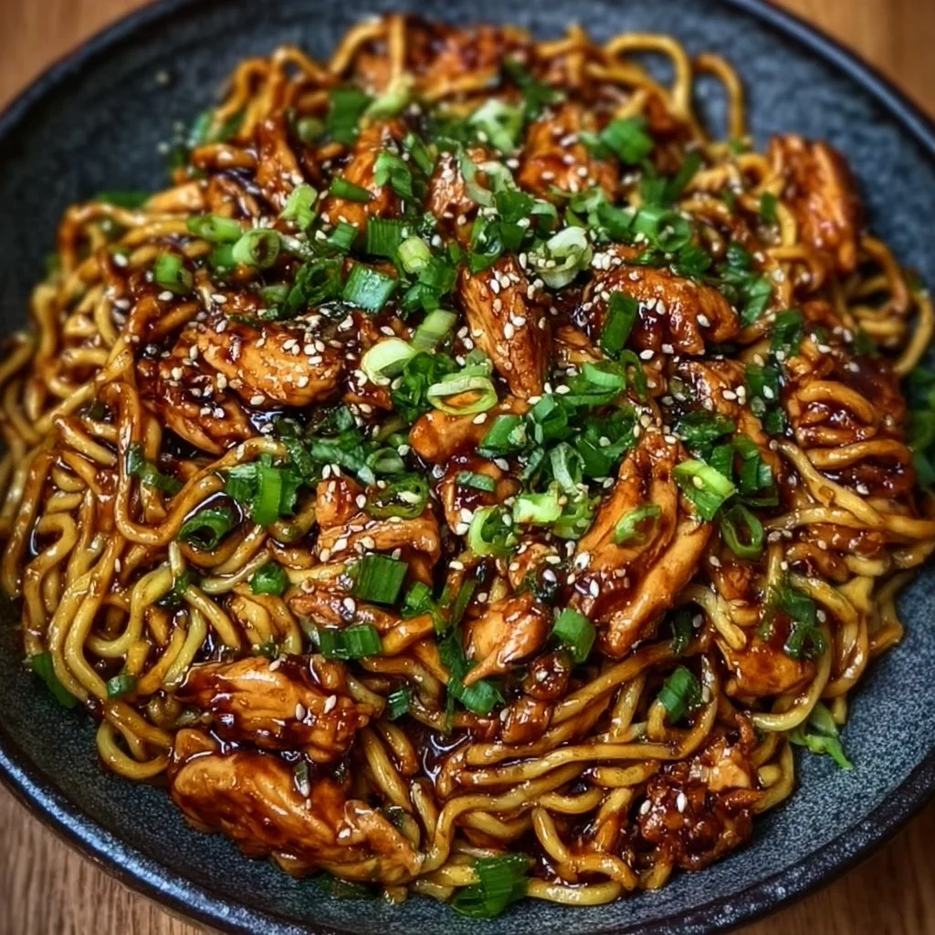 Sticky Garlic Chicken Noodles