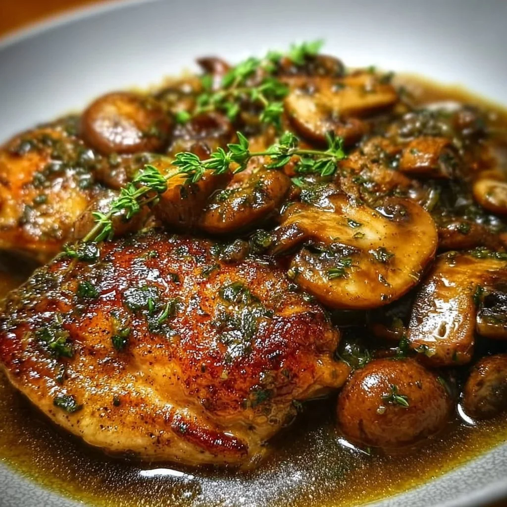 Delicious Chicken Marsala with mushrooms in a savory wine sauce