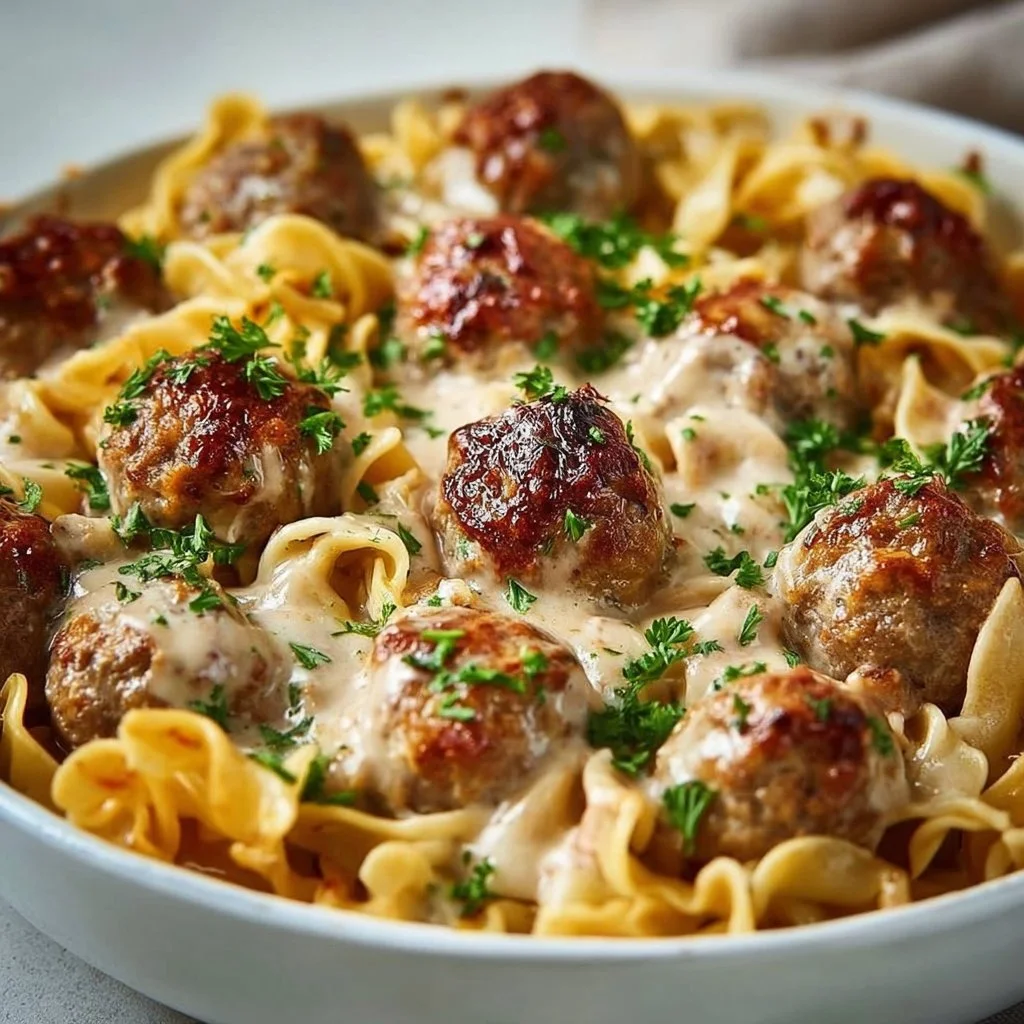 Swedish Meatball Noodle Bake