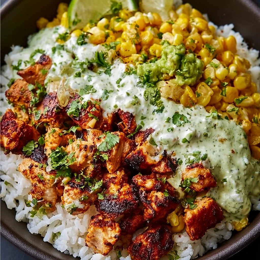 30-Minute Street Corn Chicken Rice Bowl