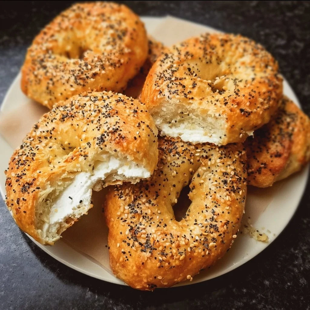 Homemade air fryer protein bagels for a healthy, high-protein snack