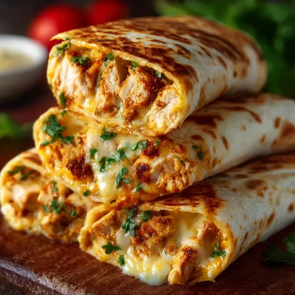 Cheesy Garlic Chicken Wraps