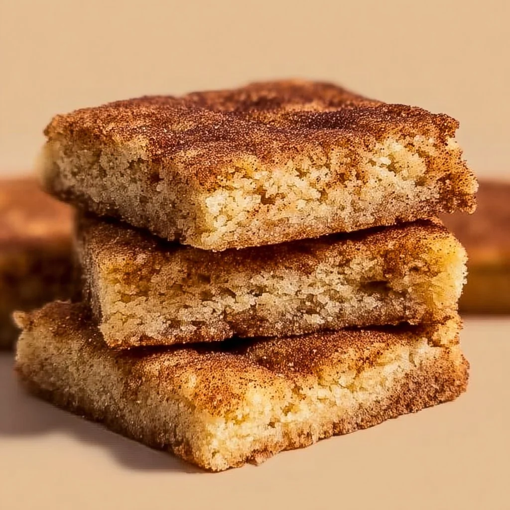 Chewy snickerdoodle cookie bars topped with cinnamon sugar