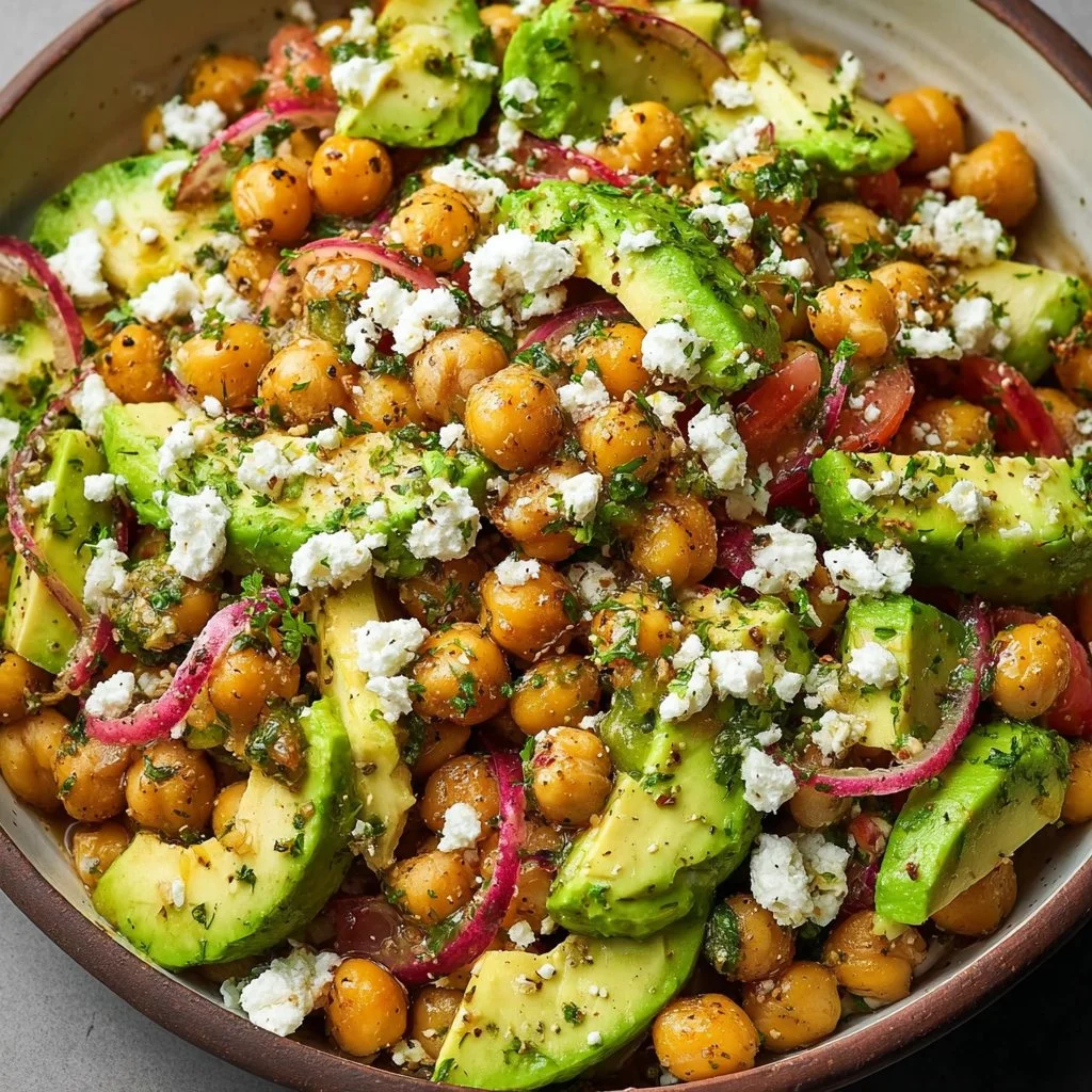 Chickpea Feta Avocado Salad