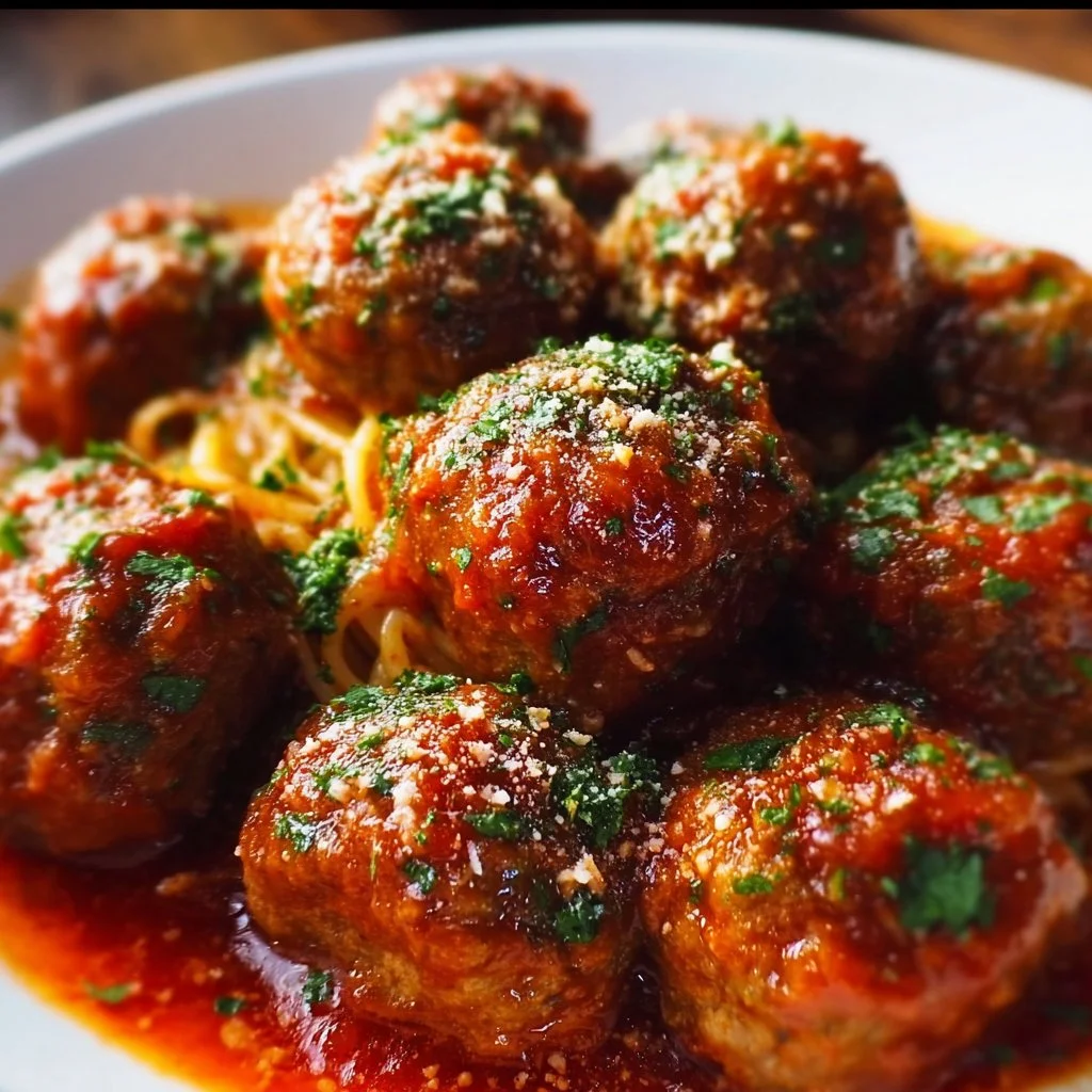 Delicious classic Italian meatballs served in marinara sauce