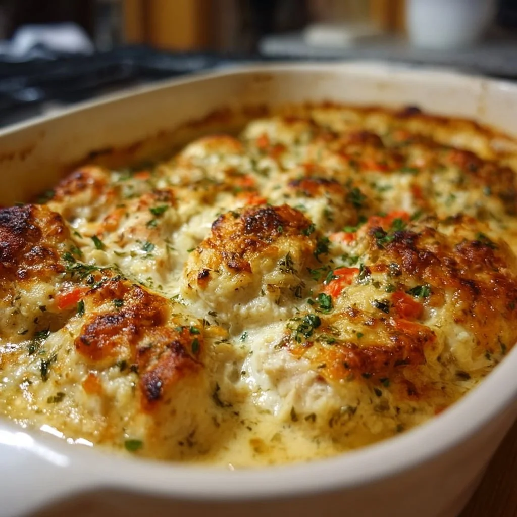 High-protein Cottage Cheese Chicken Bake served in a dish