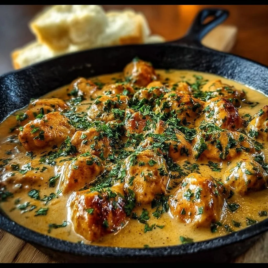 Delicious Texas Roadhouse butter chicken served with rice and garnished with herbs