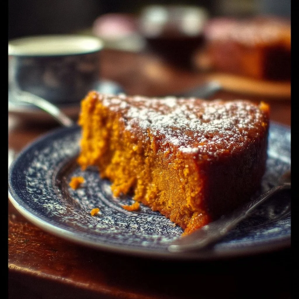 Flourless sweet potato ginger cake topped with creamy frosting and spices