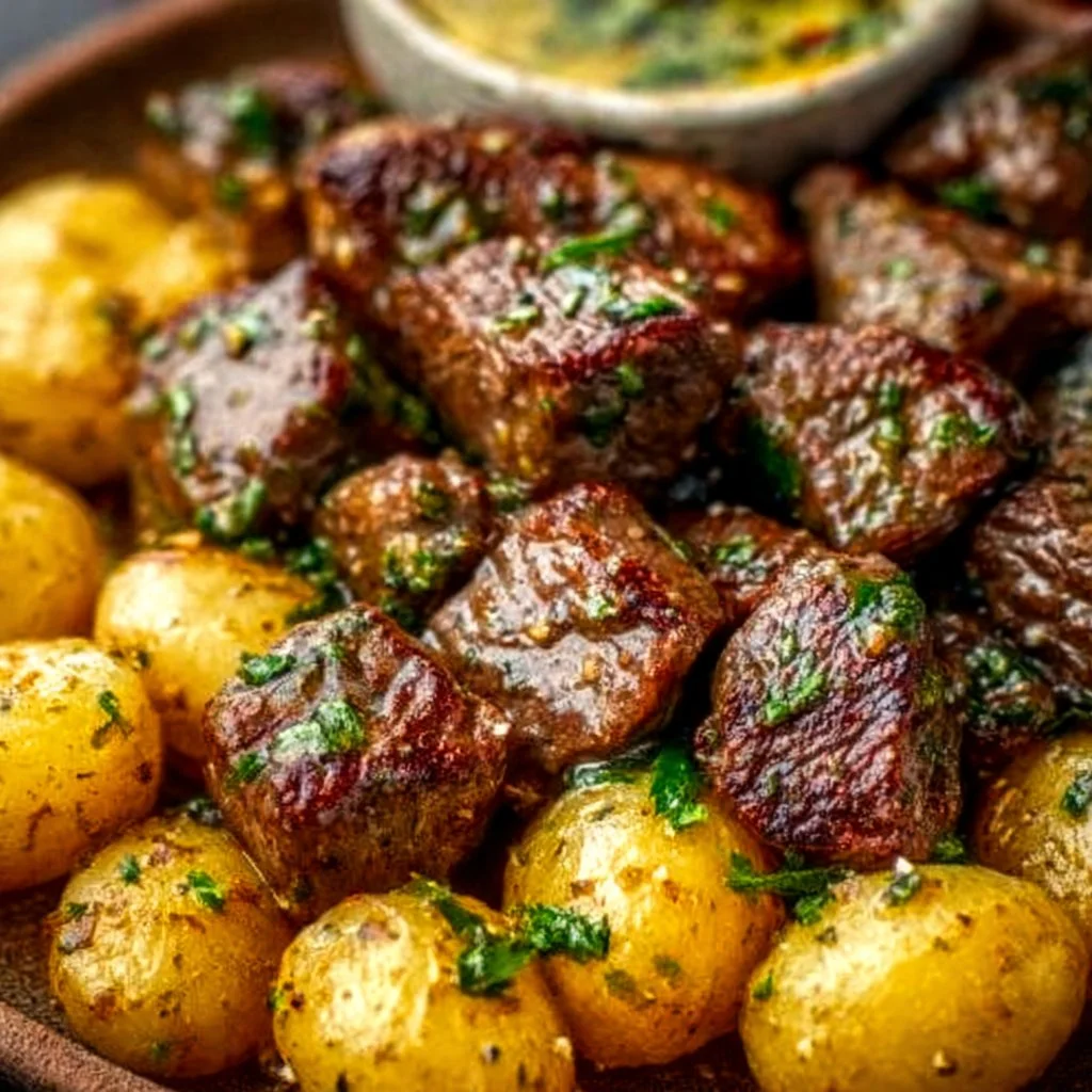 Garlic Butter Beef Bites with Potatoes