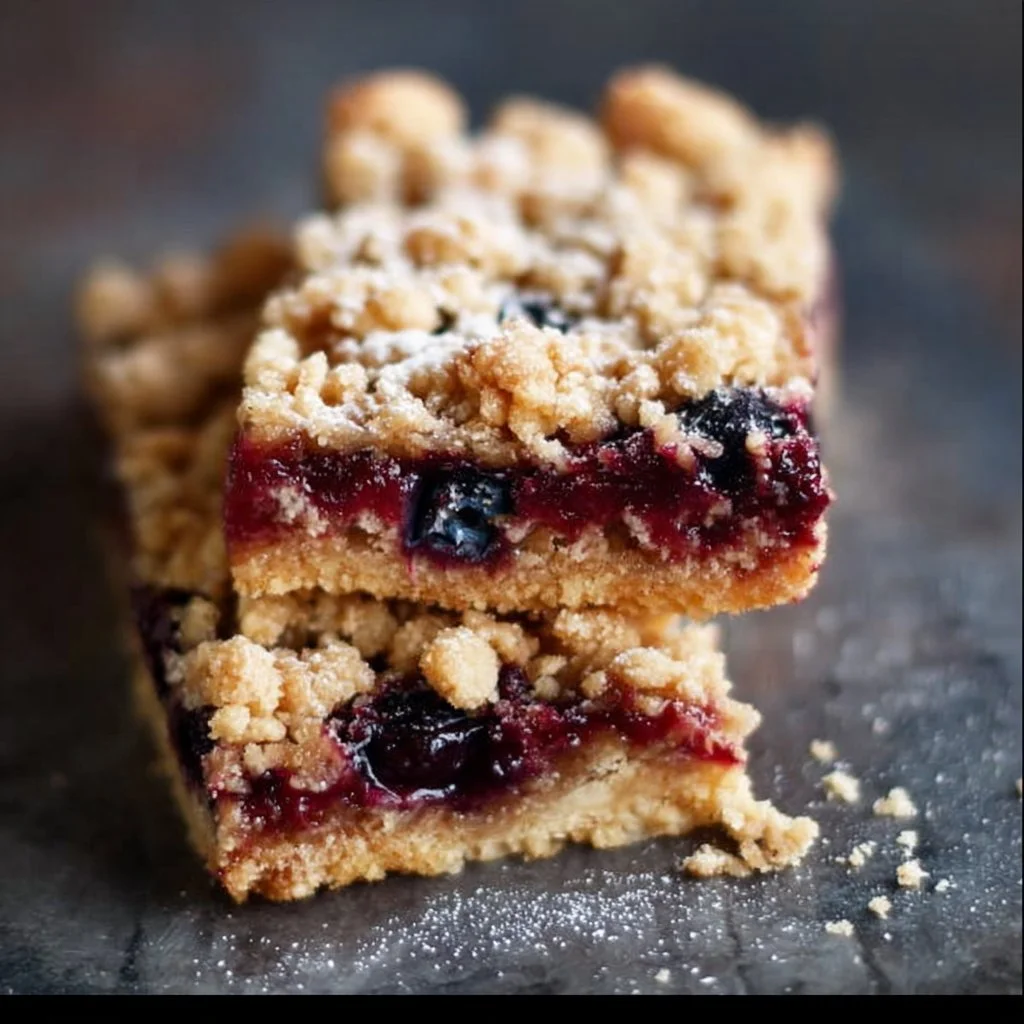 Homemade gluten free blueberry oat bars served on a plate
