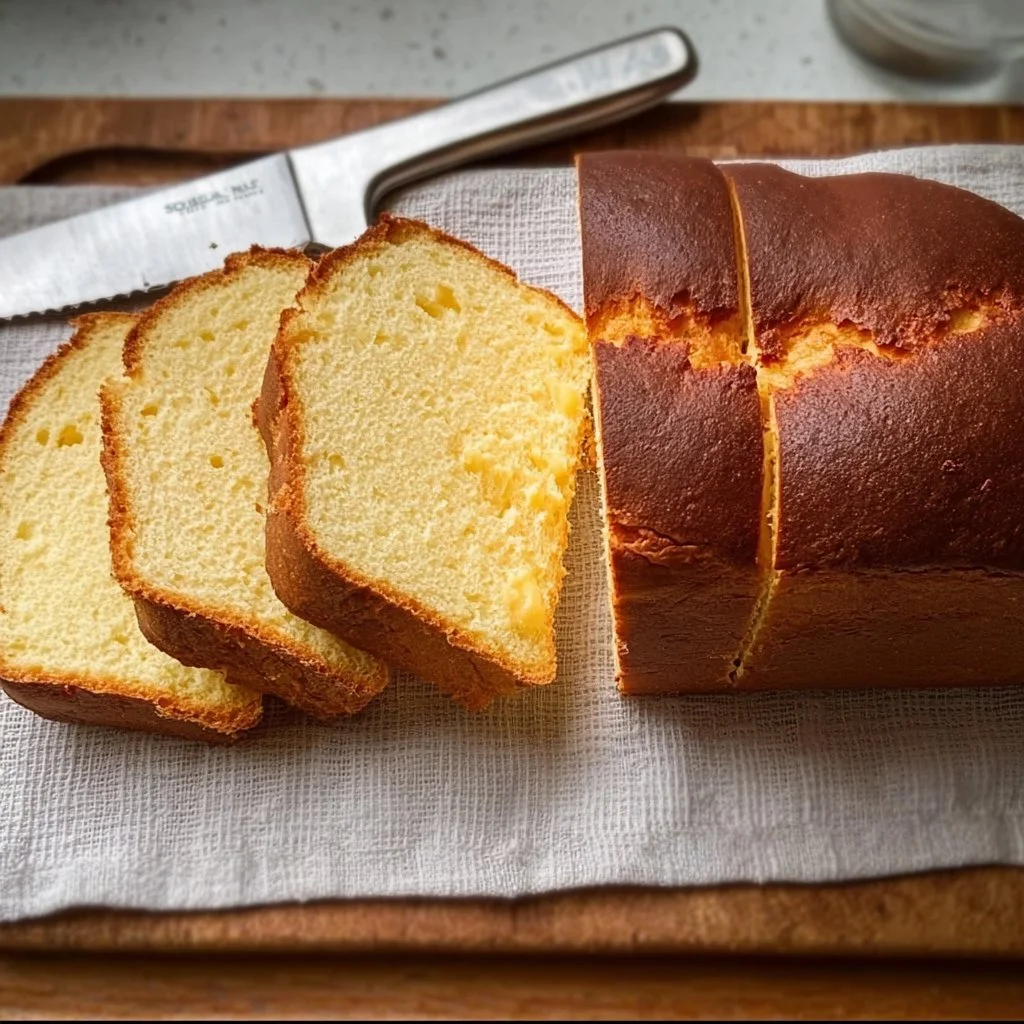 Slice of gluten-free brioche bread on a wooden table