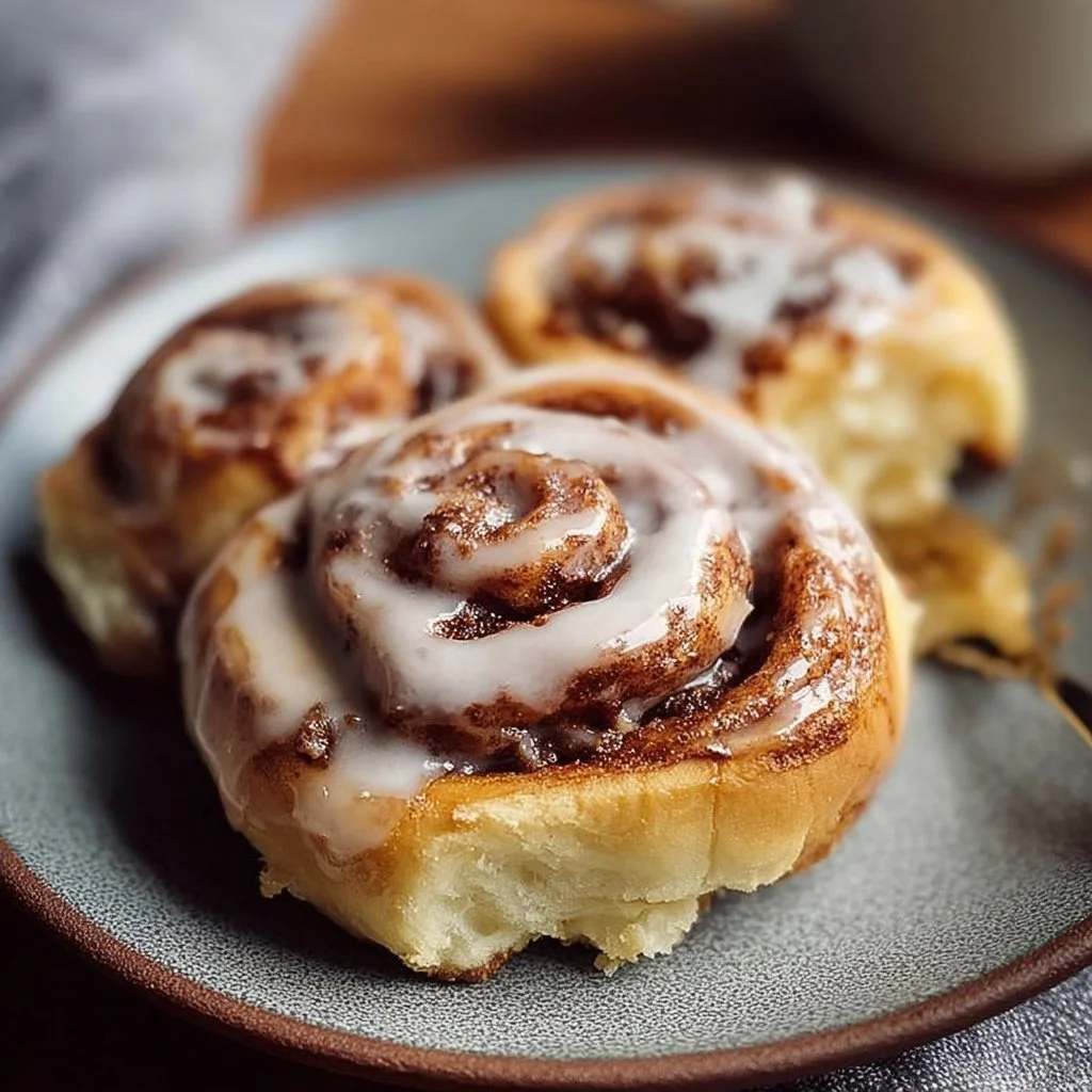 Gluten-Free Cinnamon Rolls Recipe: Delightful Treats for Everyone! 3 Delicious gluten-free cinnamon rolls topped with frosting on a plate