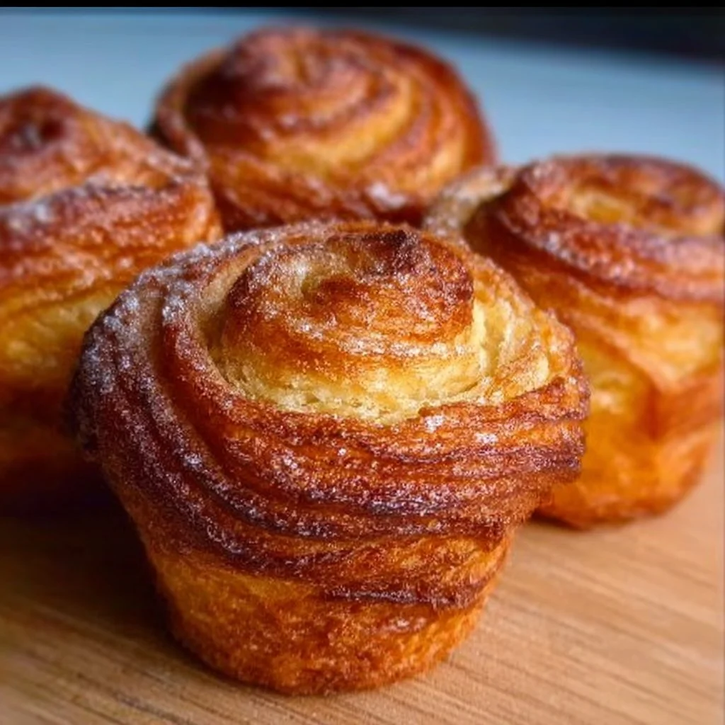 Gluten-Free Cruffins 3 Freshly baked gluten-free cruffins with a golden crust and rich filling