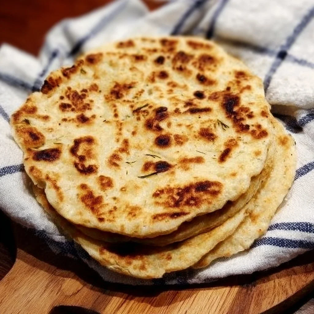 Homemade gluten-free flatbread served with fresh toppings