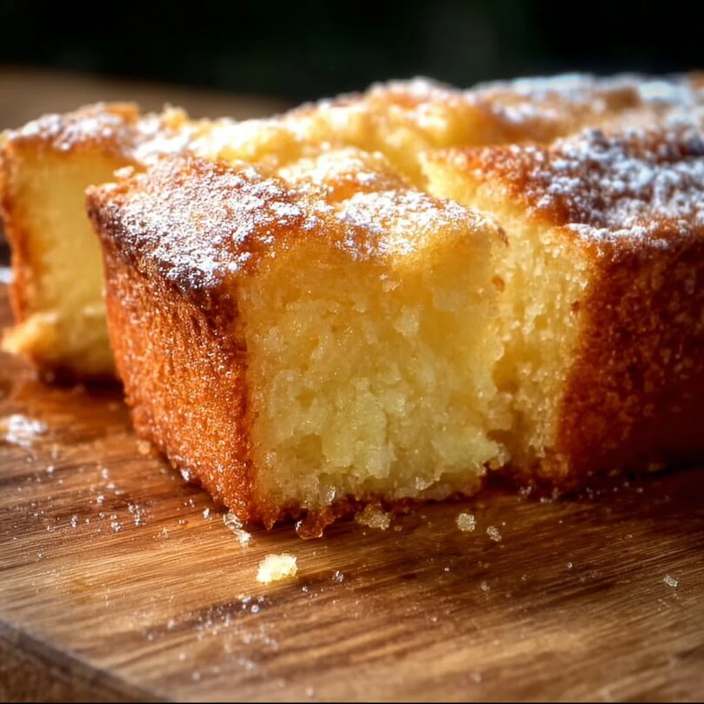 A mouthwatering gluten-free French butter cake served on a plate