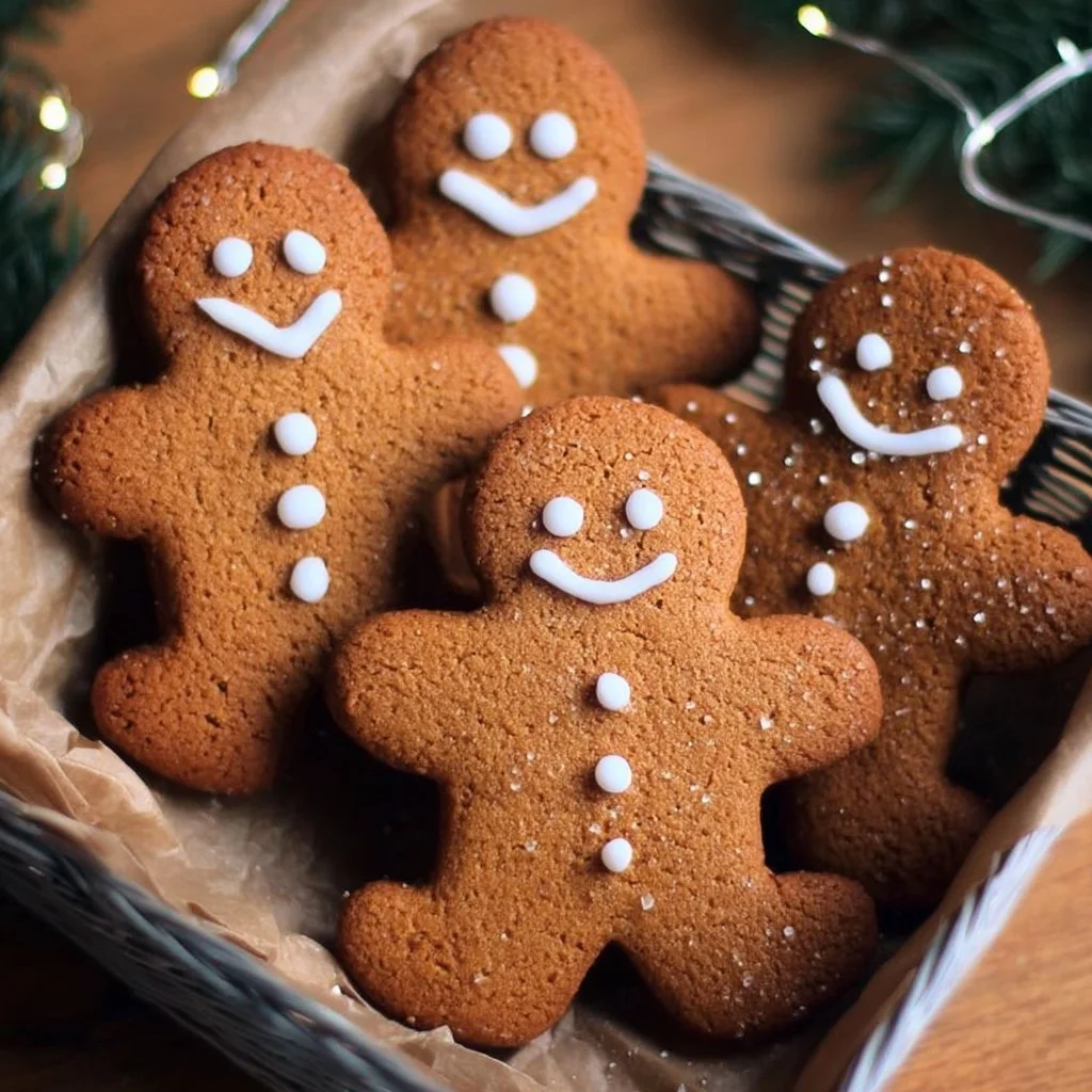 Gluten-free gingerbread cookies decorated for the holidays