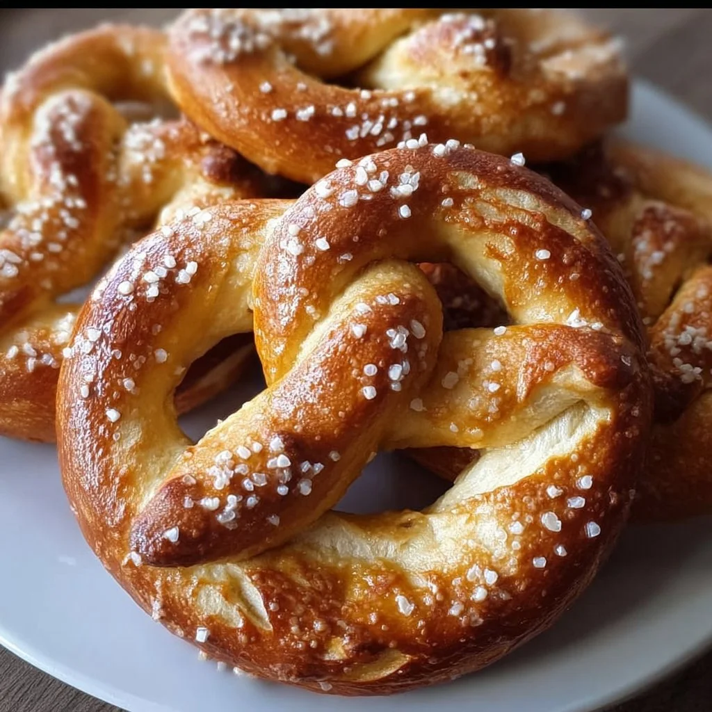 Freshly baked gluten-free soft pretzels sprinkled with coarse salt