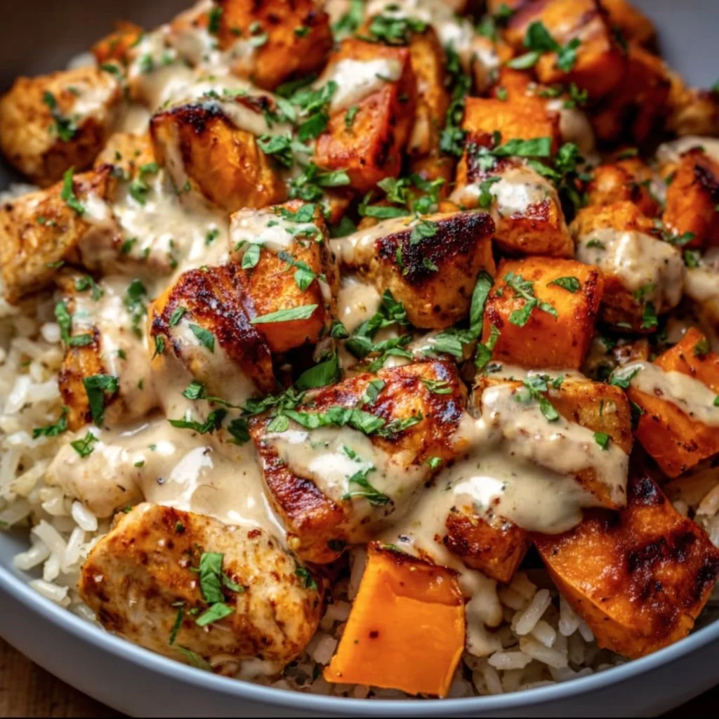 Healthy Chicken & Sweet Potato Rice Bowl