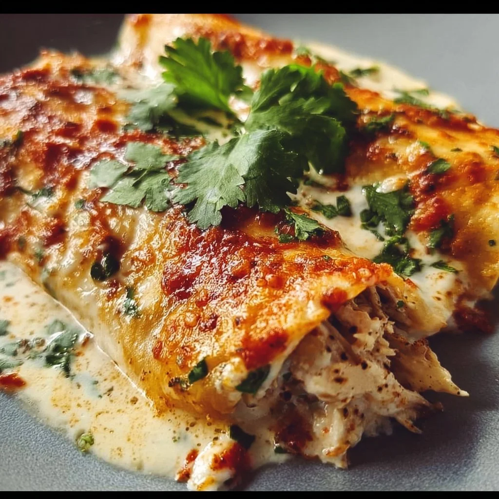 High protein chicken enchiladas served with fresh toppings