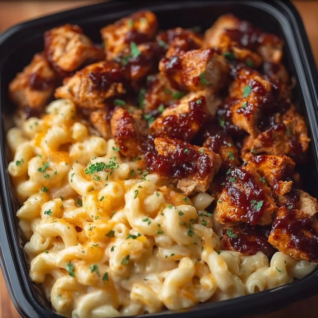 High Protein Honey BBQ Chicken Mac & Cheese Meal Prep