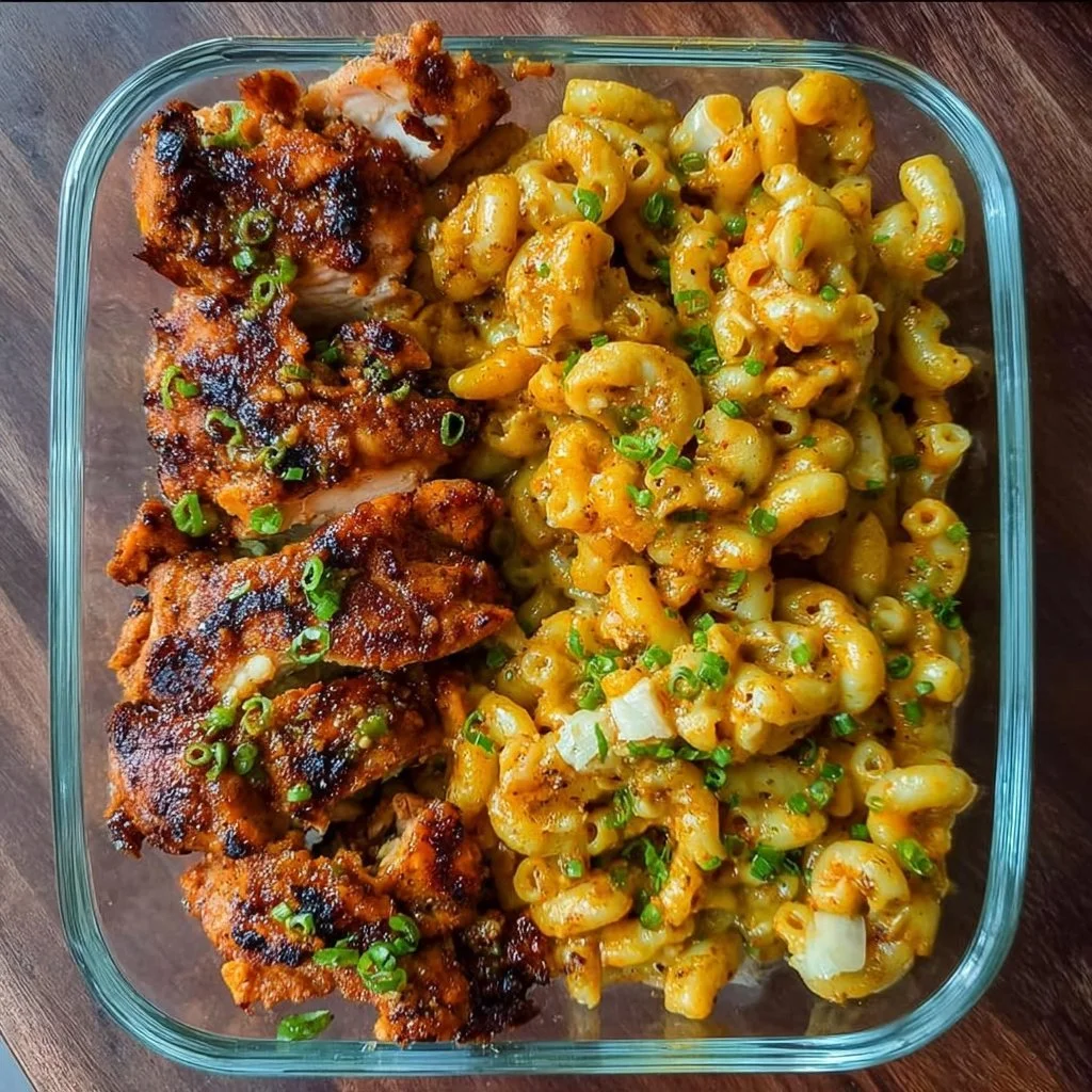 High-Protein Honey Garlic Butter Chicken with Mac & Cheese 3 Delicious high-protein honey garlic butter chicken served with mac and cheese