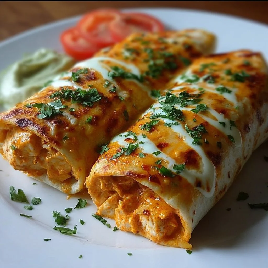 High Protein Low Calorie Cheesy Buffalo Chicken Burritos 3 High protein low calorie cheesy buffalo chicken burritos on a plate