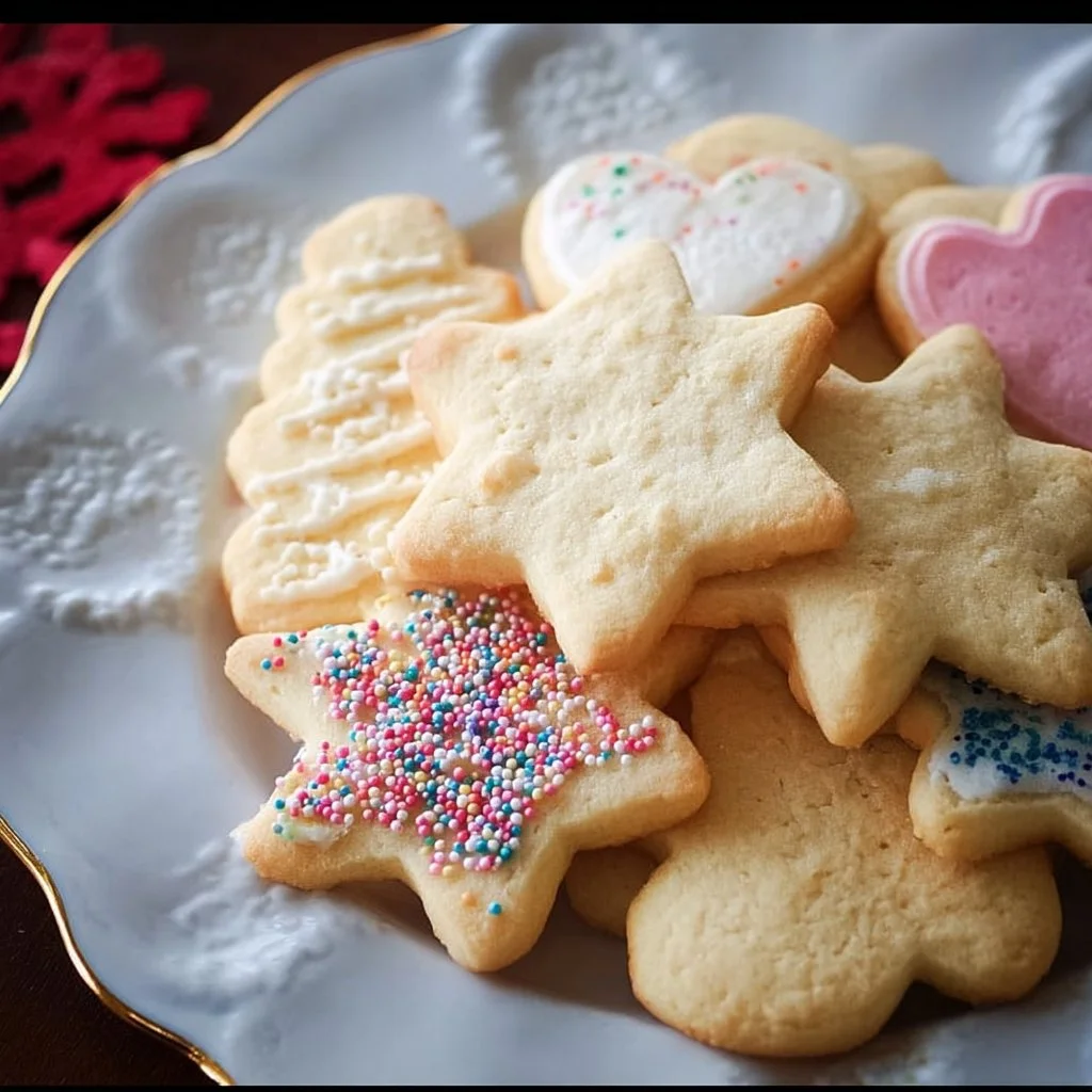 Irresistible gluten free sugar cookies on a decorative plate