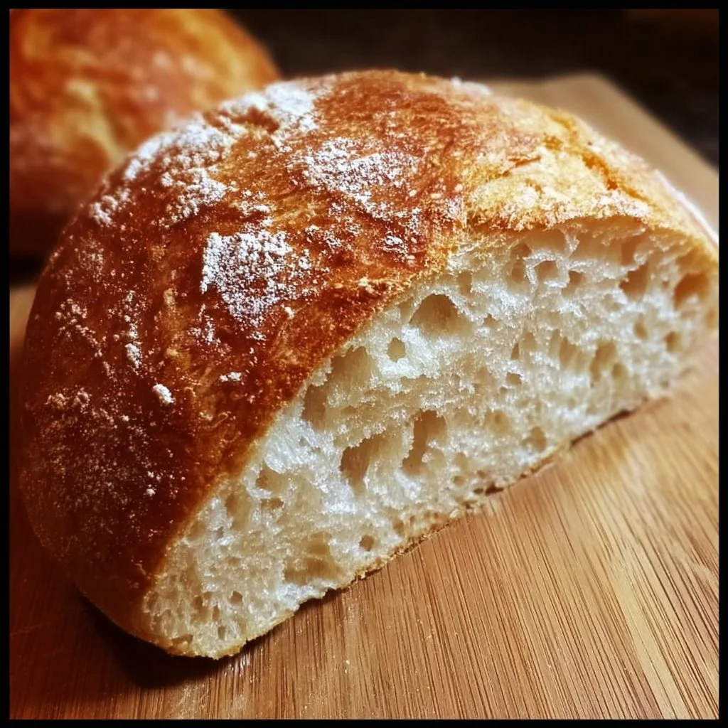 No Knead Gluten Free Bread 3 Loaf of homemade no knead gluten free bread on a kitchen counter