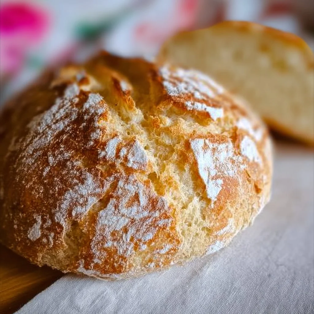 Loaf of no knead gluten free bread fresh out of the oven