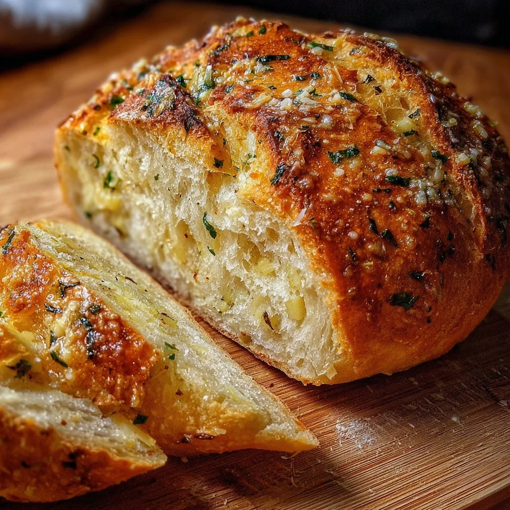 Delicious Parmesan Roasted Garlic Artisan Bread loaf