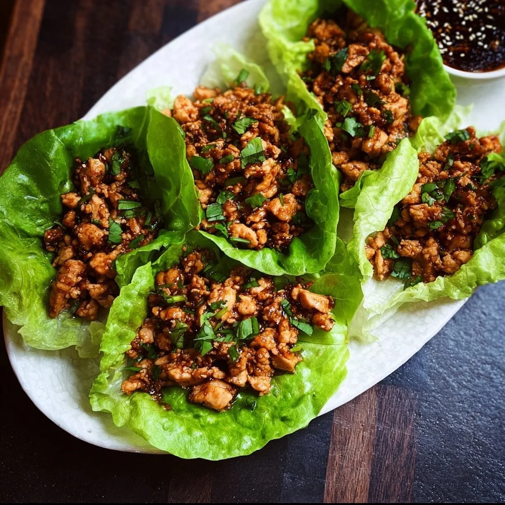 Delicious P.F. Chang's imitation chicken lettuce wraps served on a plate.