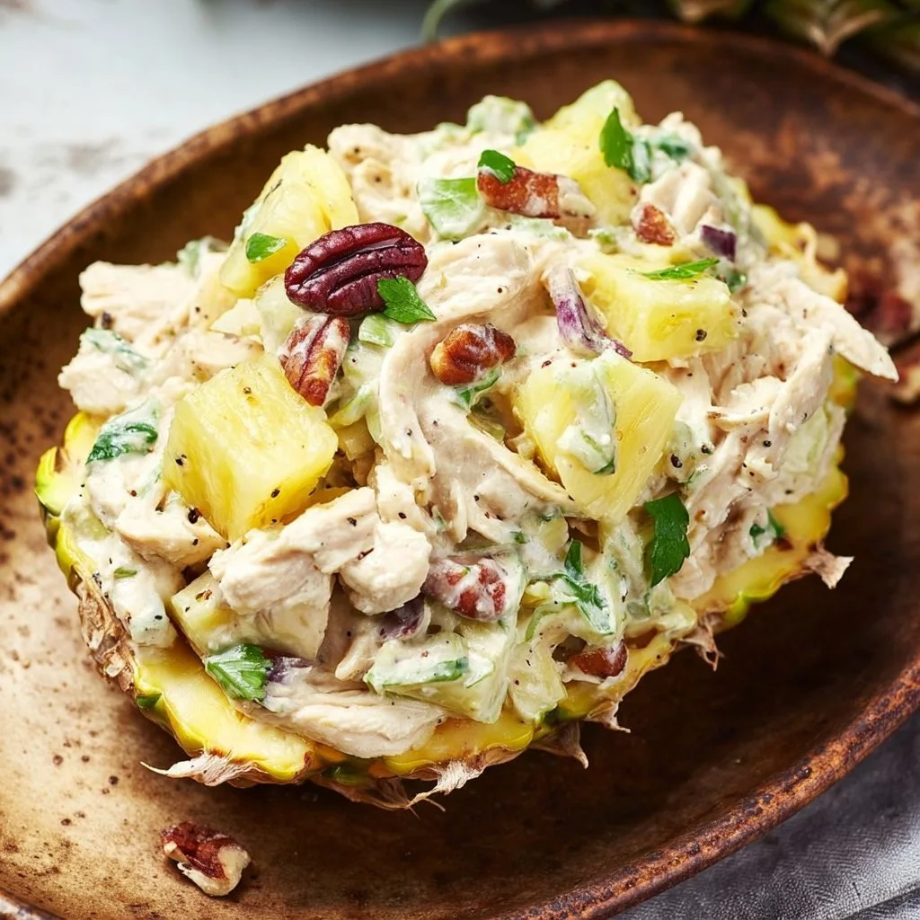Delicious Pineapple Chicken Salad with fresh ingredients in a bowl