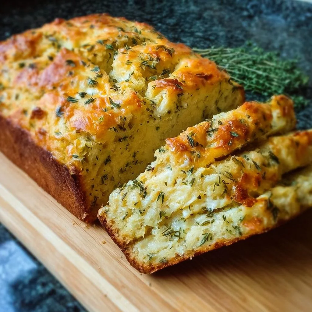 Savory Herb and Cheese Quick Bread fresh out of the oven
