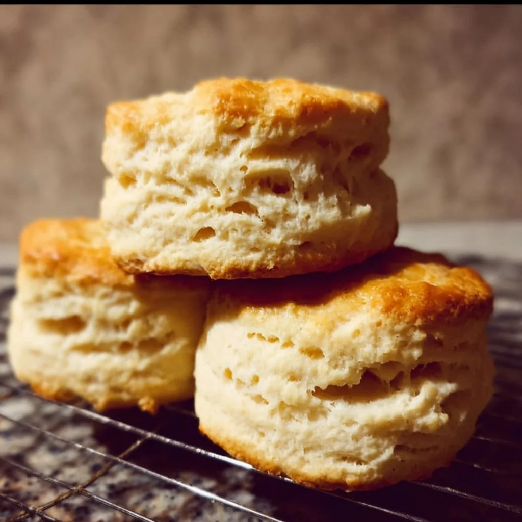 Tall and fluffy gluten free biscuits ready to be served on a plate
