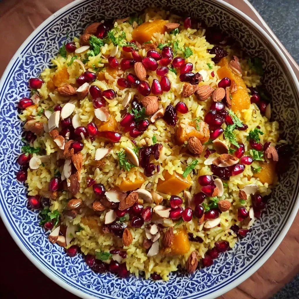 Vibrant Persian Jeweled Rice Pilaf 3 Vibrant Persian Jeweled Rice Pilaf with colorful fruits and nuts for a festive dish
