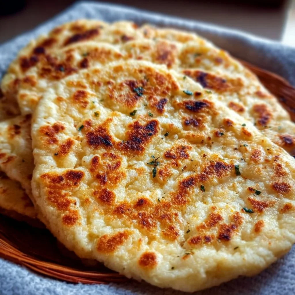 Viral cottage cheese flatbread topped with fresh herbs and vegetables