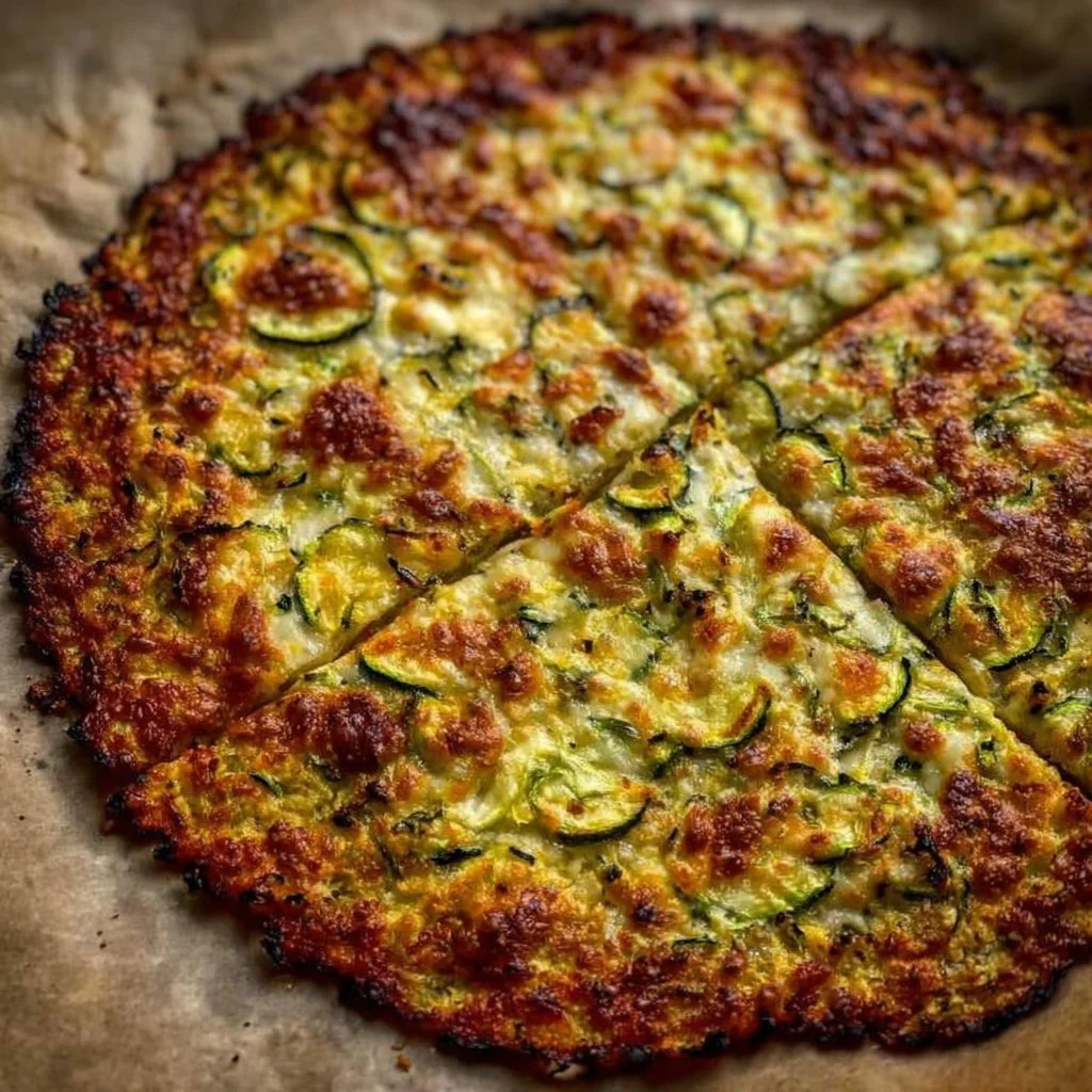 Delicious homemade zucchini pizza crust fresh out of the oven