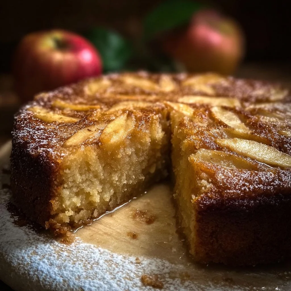 Almond Flour Apple Cake 3 Slice of Almond Flour Apple Cake topped with apples and spices