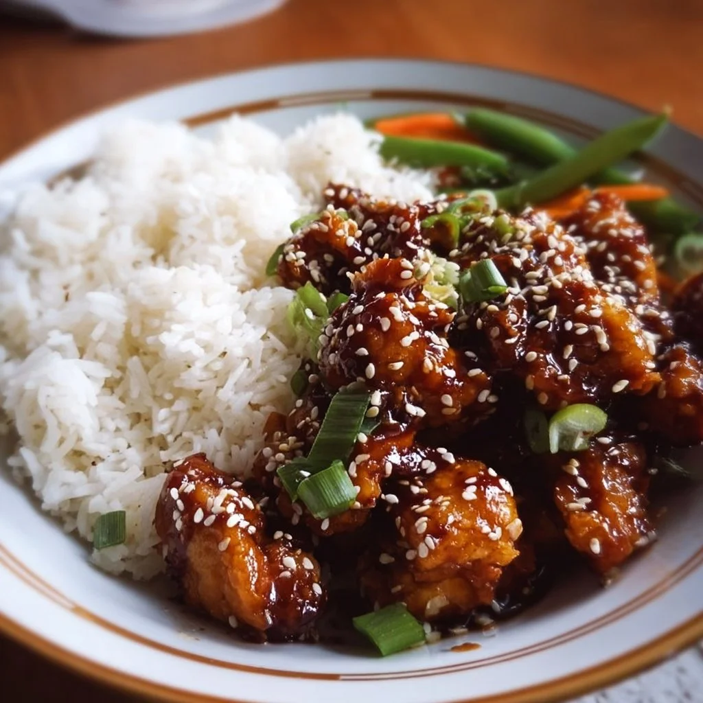 Asian High Protein Sesame Chicken 2 High protein sesame chicken served with sesame seeds and vegetables