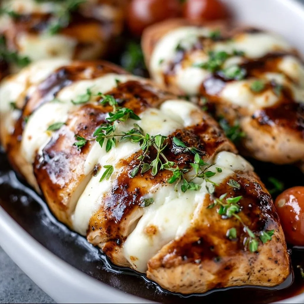 Balsamic Baked Chicken Breast with Mozzarella Cheese