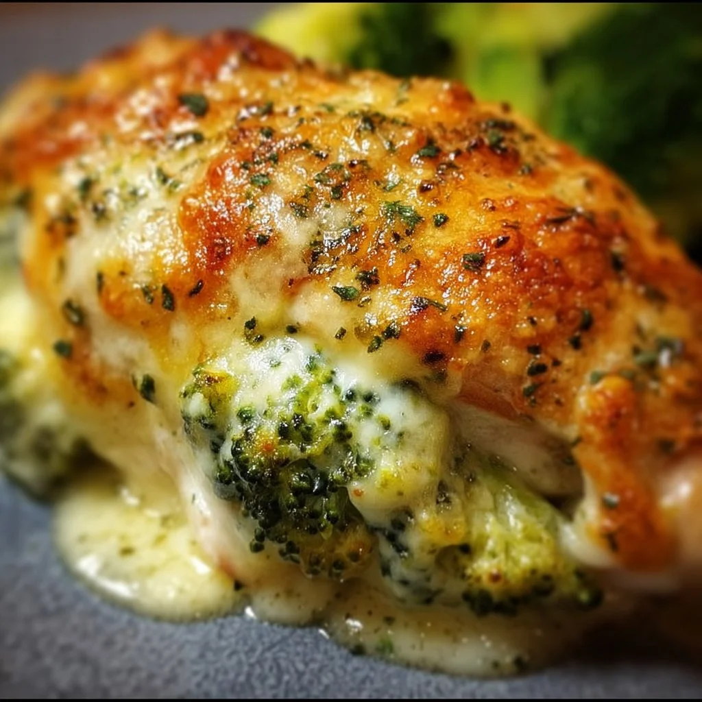 Broccoli cheese stuffed chicken breast served with a side of vegetables